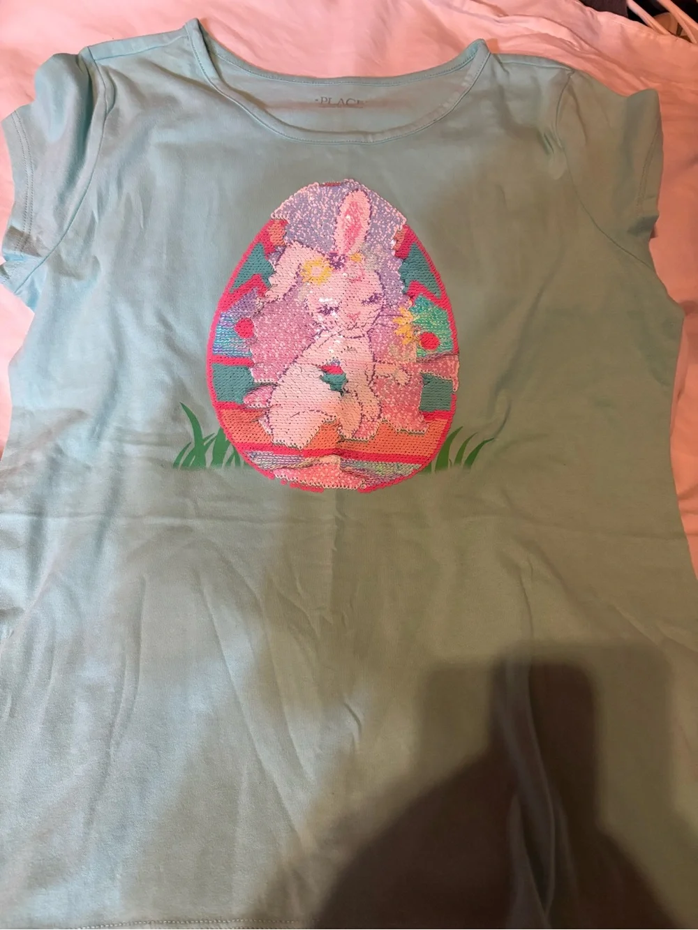 The Children's Place Mint Green Sequin Bunny Tee